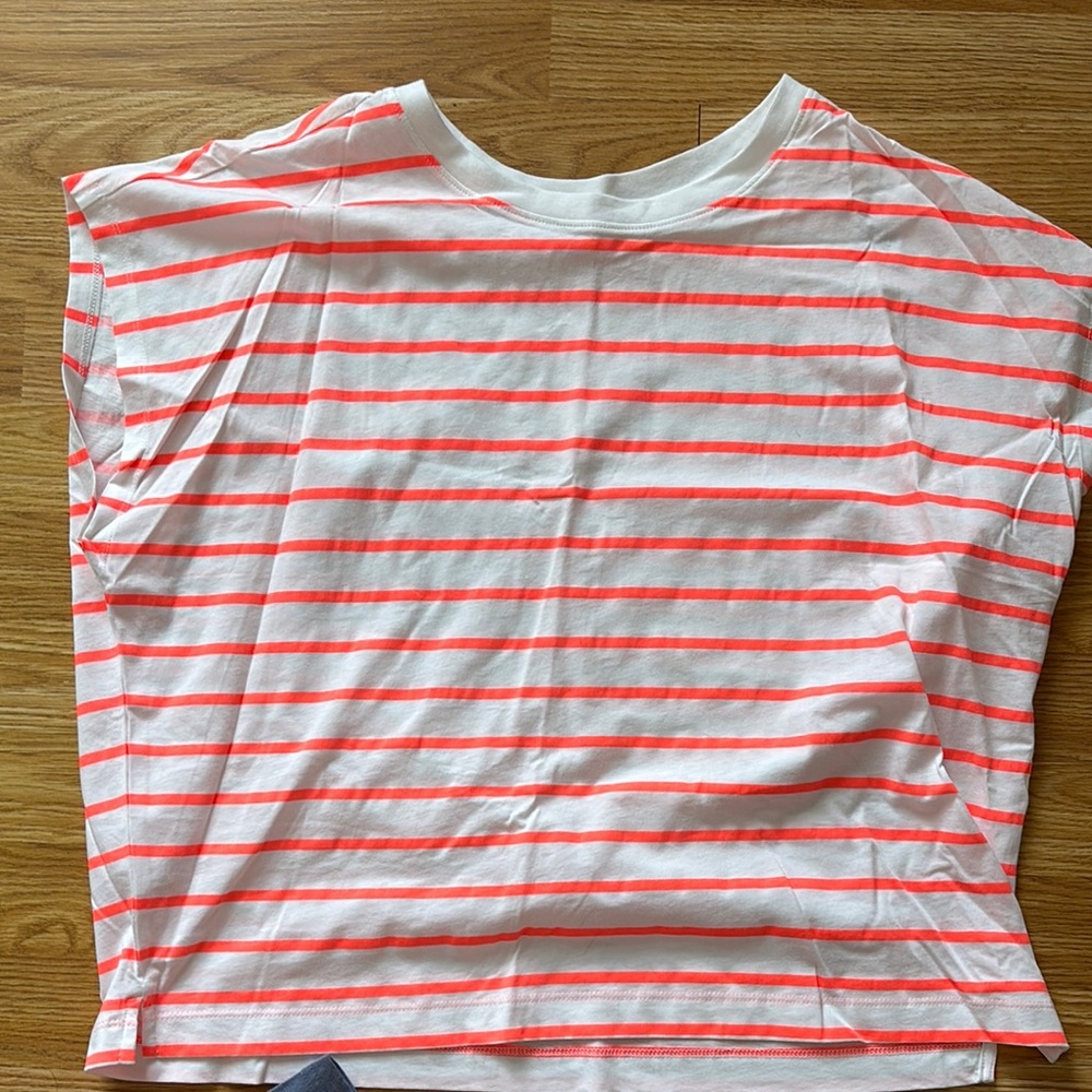 Striped shirt- White and Neon Orange